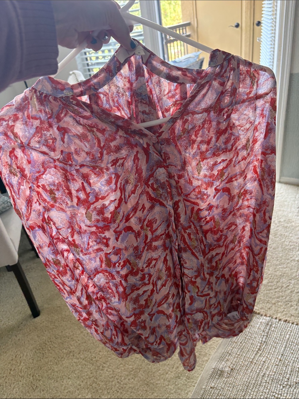 Dear Frances Red and Pink Abstract Print Blouse